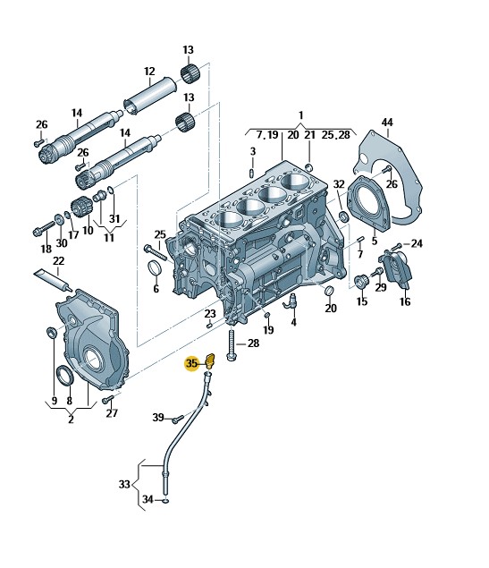 Podgląd obrazka: Bagnet (miarka poziomu oleju) (nr katalogowy: 06K115611AB)