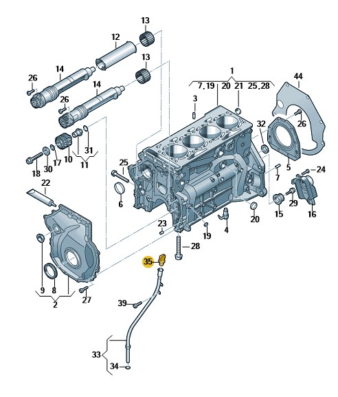 Podgląd obrazka: Bagnet (miarka poziomu oleju) (nr katalogowy: 06K115611D)