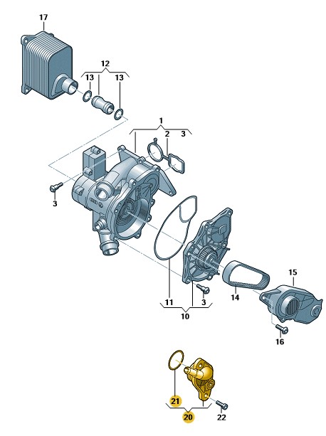 Podgląd obrazka: Kołnierz z pierścieniem uszczelniającym (nr katalogowy: 06K121132)