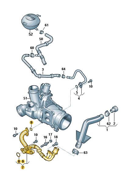 Podgląd obrazka: Rozdzielacz płynu chłodzącego (nr katalogowy: 06K121406H)