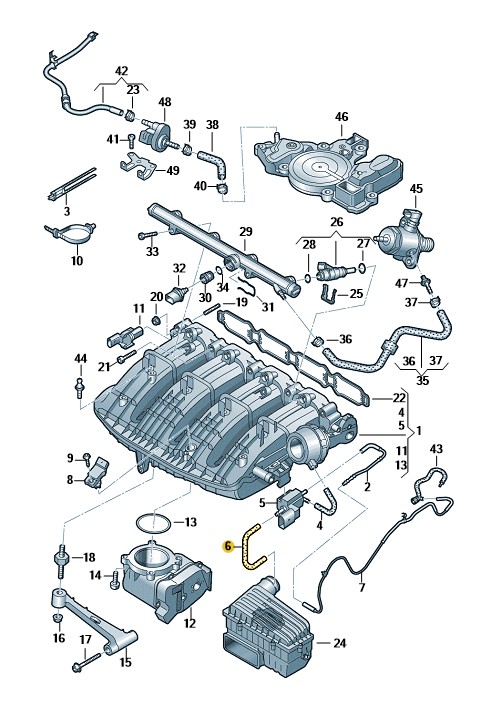 Podgląd obrazka: Wąż łączący (nr katalogowy: 06K133583D)