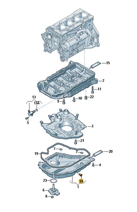 Podgląd obrazka: Korek spustu oleju z uszczelką (nr katalogowy: 06L103801D)