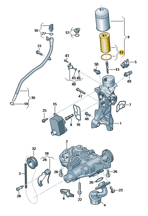 Podgląd obrazka: Wklad filtra z uszczelka (nr katalogowy: 06L115562E)