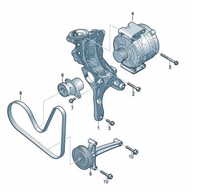 Podgląd obrazka: Wieszak alternatora i kompresora czynnik (nr katalogowy: 06L903143A)
