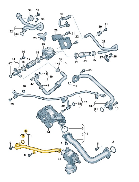 Podgląd obrazka: Rura wodna (nr katalogowy: 06M121083J)