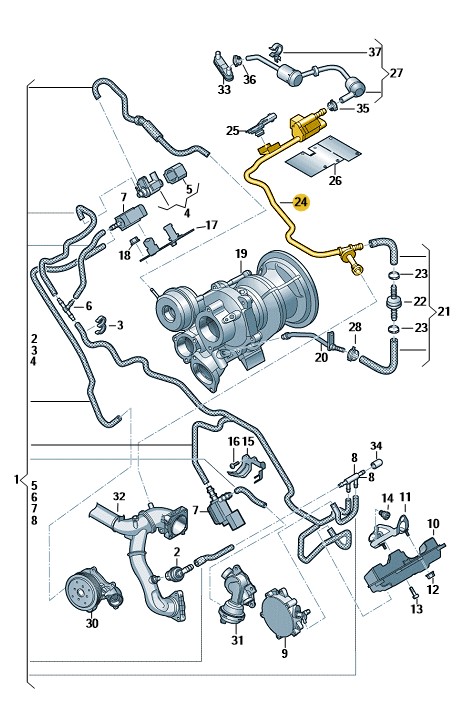 Podgląd obrazka: Rura łącz.z zaw.fil.z węg.akt. (nr katalogowy: 06M133240CG)