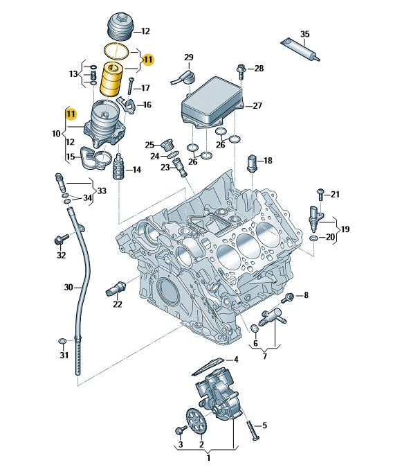 Podgląd obrazka: Wkład filtra z uszczelką (nr katalogowy: 06M198405F)
