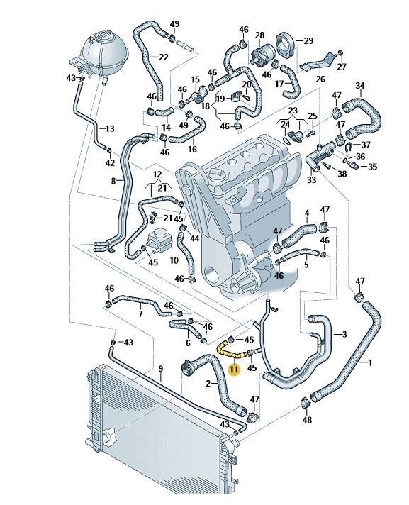 Podgląd obrazka: Wąż cieczy chłodzącej (nr katalogowy: 076121096D)