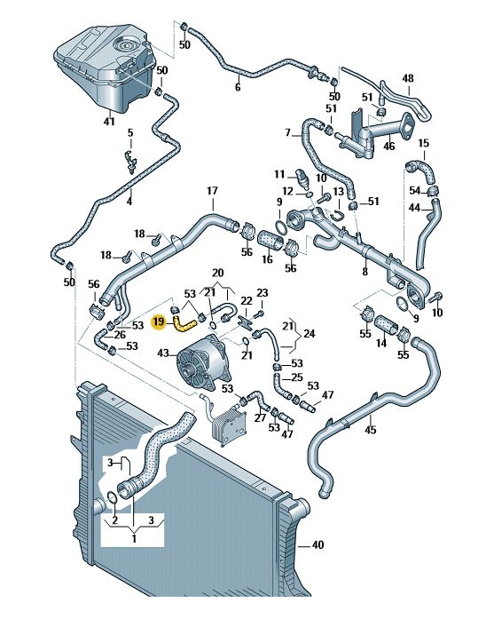 Podgląd obrazka: Wąż cieczy chłodzącej (nr katalogowy: 079121063T)