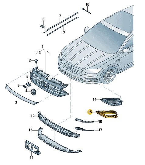 Podgląd obrazka: Kratka wlotu powietrza, czarny (nr katalogowy: 17A853665B041)