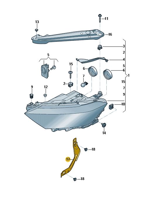 Podgląd obrazka: Uchwyt reflektora (nr katalogowy: 17A941058)