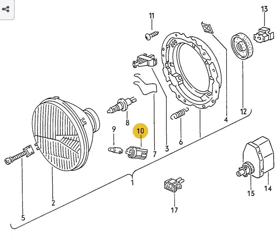 Podgląd obrazka: Oprawka żarówki (nr katalogowy: 191941669A)
