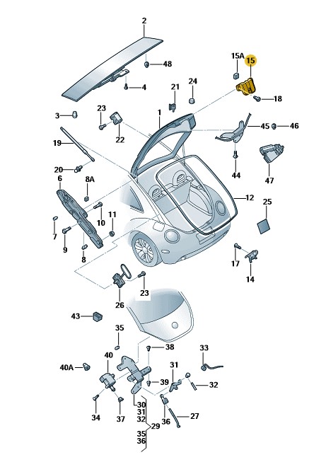 Podgląd obrazka: Zamek klapy czerń satynowa (nr katalogowy: 1C0827505E01C)