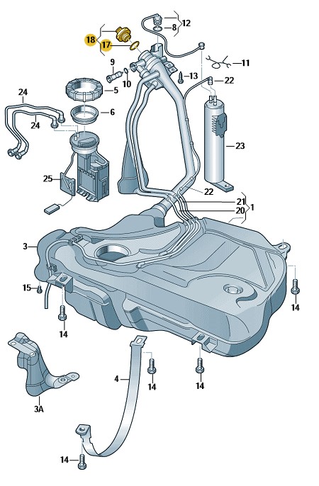 Podgląd obrazka: Korek wlewu paliwa z taśmą mocuj. zbiorn (nr katalogowy: 1J0201550BF9B9)