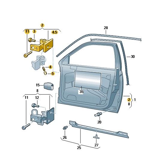Podgląd obrazka: Zawias drzwiowy (nr katalogowy: 1U0831401A)
