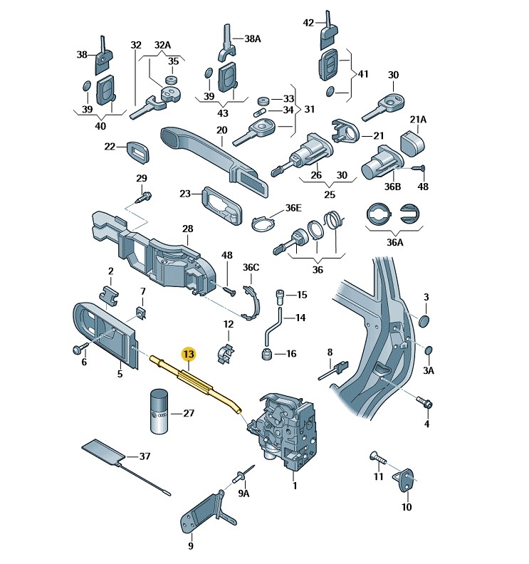 Podgląd obrazka: Cięgno Bowdena (nr katalogowy: 1U0837099F)