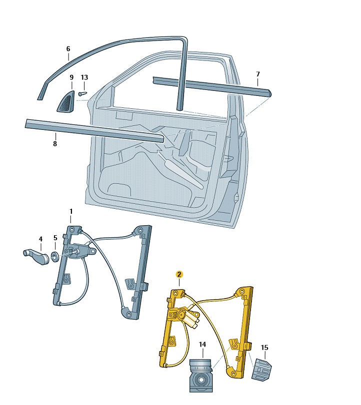 Podgląd obrazka: Podnośnik szyby bez silnika (nr katalogowy: 1U0837461B)