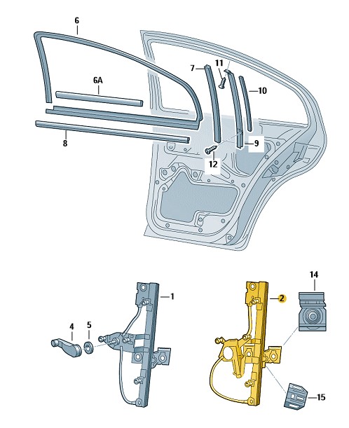 Podgląd obrazka: Podnośnik szyby bez silnika (nr katalogowy: 1U0839461B)