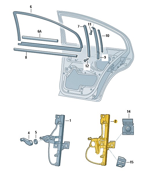 Podgląd obrazka: Podnośnik szyby bez silnika (nr katalogowy: 1U0839462B)