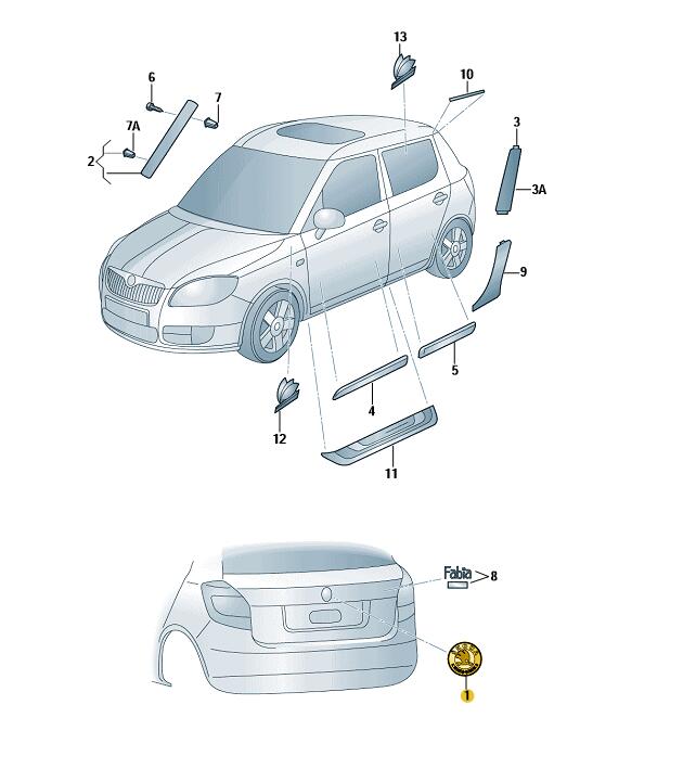 Podgląd obrazka: Znaczek SKODA satinschwarz/melange (nr katalogowy: 1U0853621CMEL)