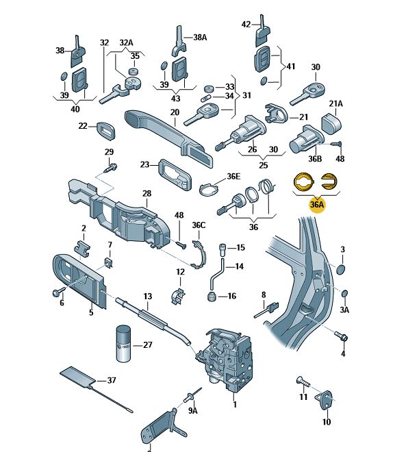 Podgląd obrazka: Zestaw naprawczy bębenka zamka (nr katalogowy: 1U0898002)