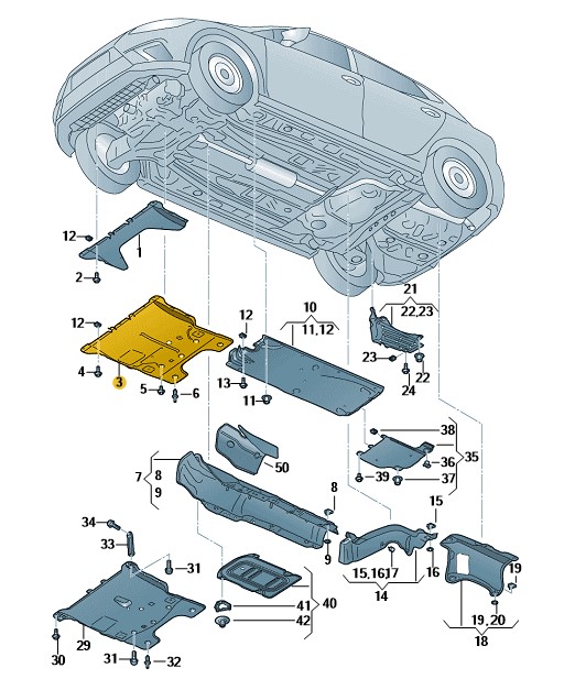 Podgląd obrazka: Osłona dźwiękochłonna (nr katalogowy: 2Q0825236G)
