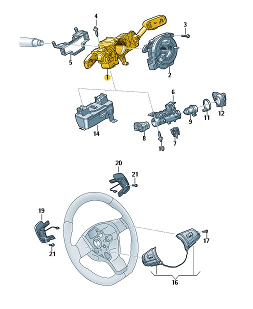 Podgląd obrazka: Przełącz.zespolony kierownicy czarny/bia (nr katalogowy: 2Q0953502BIGI)