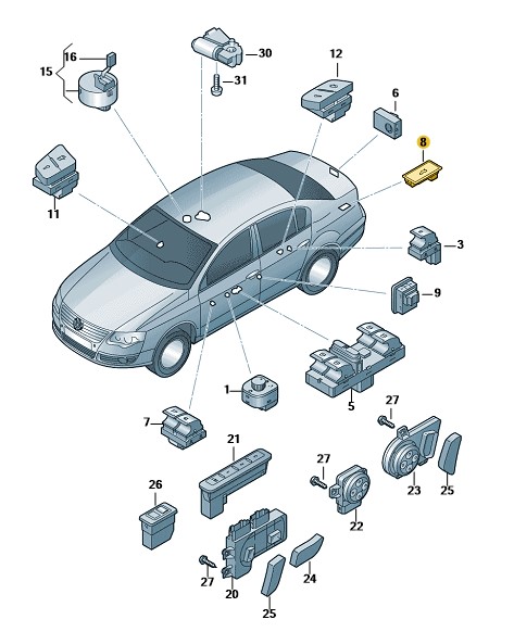 Podgląd obrazka: Przycisk mechanizmu zamka elektrycznego (nr katalogowy: 3D0959831D20H)