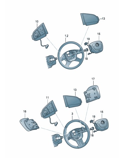 Podgląd obrazka: Wiązka przewodów do kierownicy z poduszk (nr katalogowy: 3T0971584)