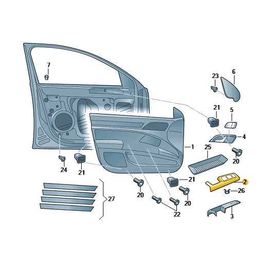 Podgląd obrazka: Obudowa uchwytu - część górna ivory (nr katalogowy: 3T1867157B4K1)