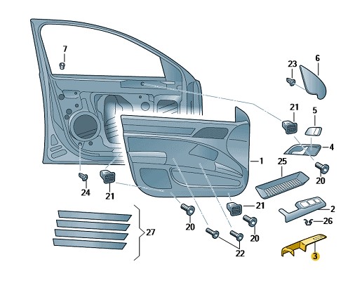 Podgląd obrazka: Obudowa uchwytu - część górna czerń saty (nr katalogowy: 3T1867158B9B9)
