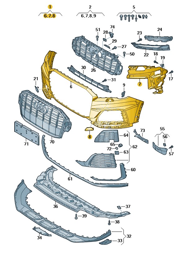Podgląd obrazka: Poszycie zderzaka gruntowany (nr katalogowy: 4M0807065AAGRU)