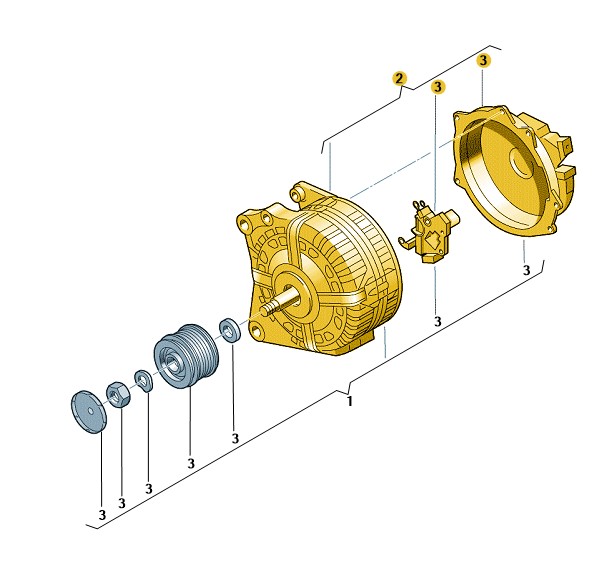 Podgląd obrazka: Alternator-rozrusznik (chłodzony cieczą) (nr katalogowy: 4N1903028AX)