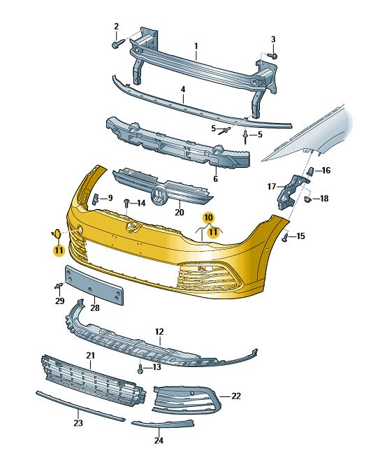 Podgląd obrazka: Poszycie zderzaka gruntowany (nr katalogowy: 5H0807217AFGRU)