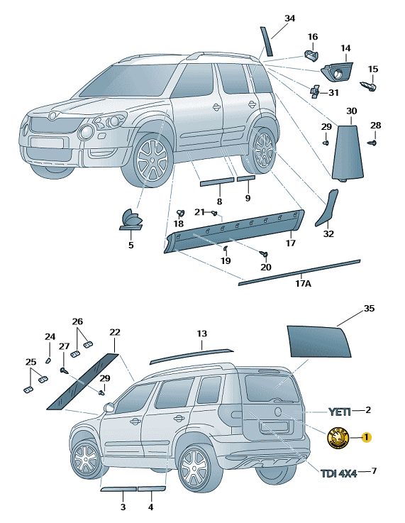 Podgląd obrazka: Znaczek SKODA satinschwarz/melange (nr katalogowy: 5L0853621MEL)