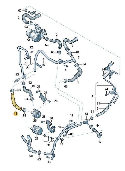 Podgląd obrazka: Przewód wodny z zaworem (nr katalogowy: 5Q0122073CM)