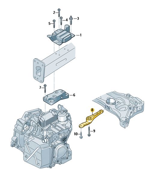 Podgląd obrazka: Podpora wahliwa (nr katalogowy: 5Q0199855J)