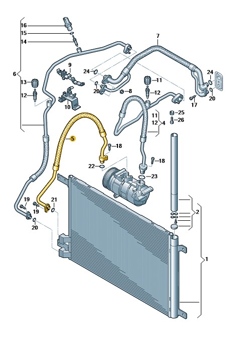 Podgląd obrazka: Przewód czynnika chłodniczego (nr katalogowy: 5Q0816721AG)