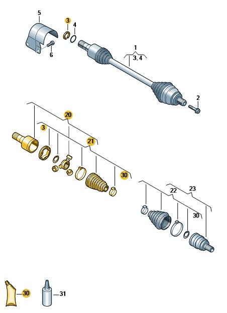 Podgląd obrazka: Przegub równobieżny z osłoną przegubu i (nr katalogowy: 5QN498103D)
