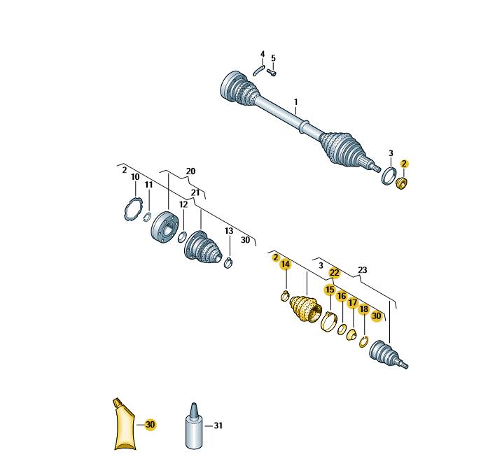 Podgląd obrazka: Osłona przegubu z elementami montażowymi (nr katalogowy: 6R0498203D)