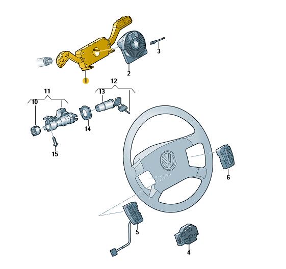 Podgląd obrazka: Przełącz.zespolony kierownicy czerń saty (nr katalogowy: 6R59535079B9)