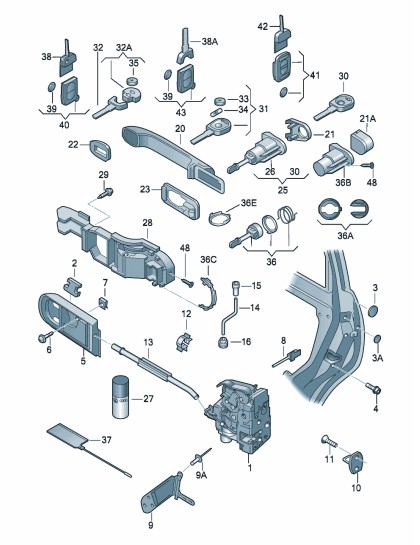 Podgląd obrazka: Kołek blokady zamka chromowy (nr katalogowy: 6Y0837181A739)