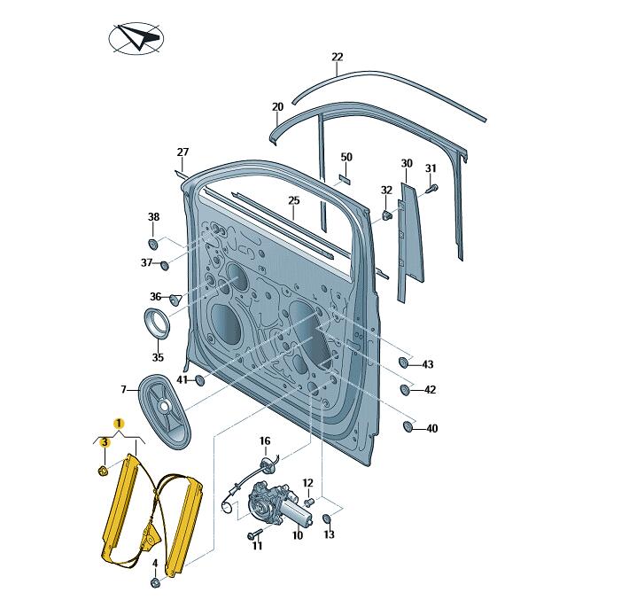Podgląd obrazka: Podnośnik szyby bez silnika (nr katalogowy: 760837461E)