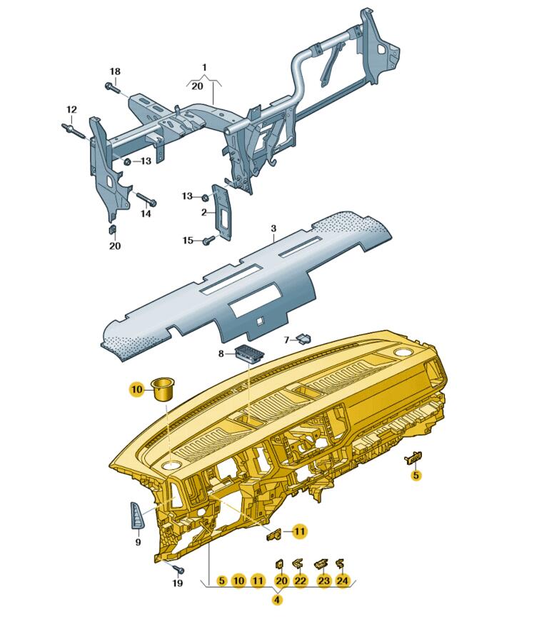 Podgląd obrazka: Deska rozdzielcza titanschwarz/palladium (nr katalogowy: 7C1857003CKUOO)