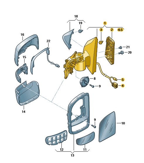 Podgląd obrazka: Oprawa lusterka wstecznego czerń satynow (nr katalogowy: 7C1857407J9B9)