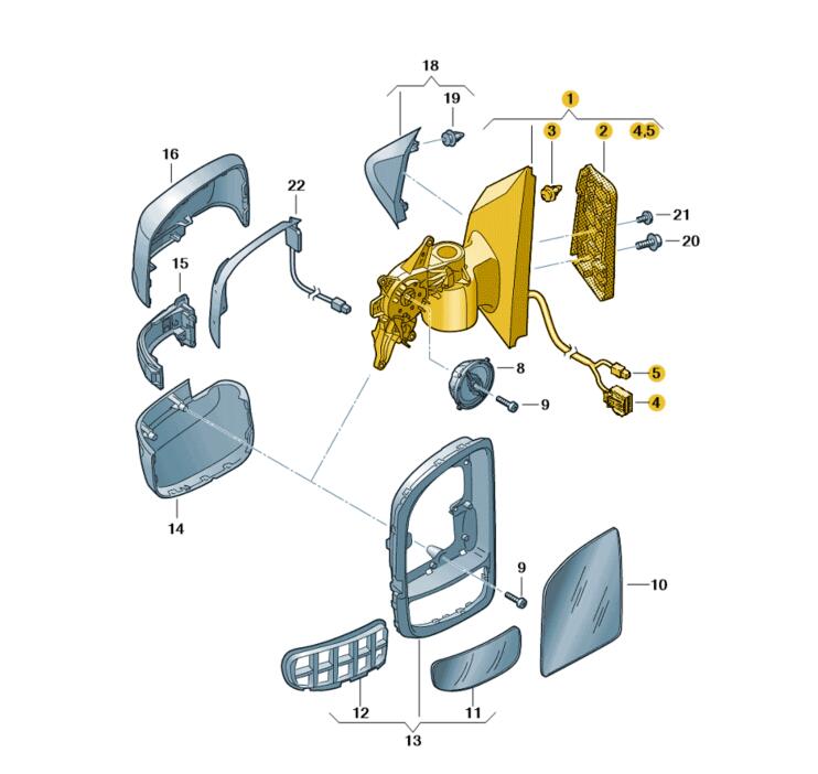 Podgląd obrazka: Oprawa lusterka wstecznego czerń satynow (nr katalogowy: 7C1857408J9B9)