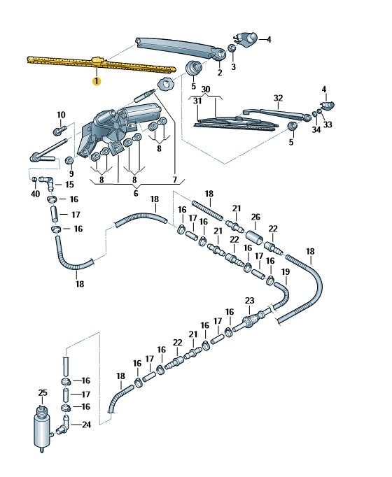 Podgląd obrazka: Opływowe pióro wycieraczki (nr katalogowy: 7E0955425)