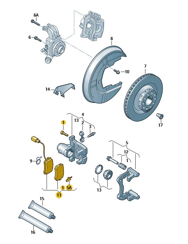 Podgląd obrazka: 1 zest. klocków hamulc. ze wskaźnikiem (nr katalogowy: 7H0698451E)