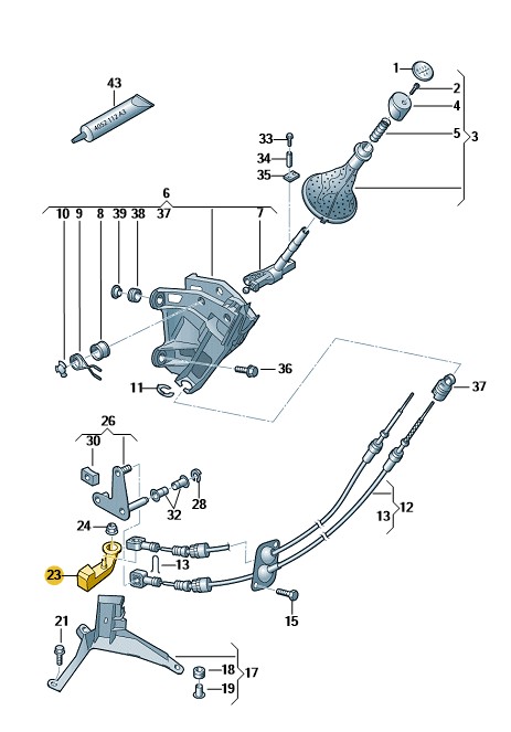 Podgląd obrazka: Dźwignia przełączająca (nr katalogowy: 7H0711051N)