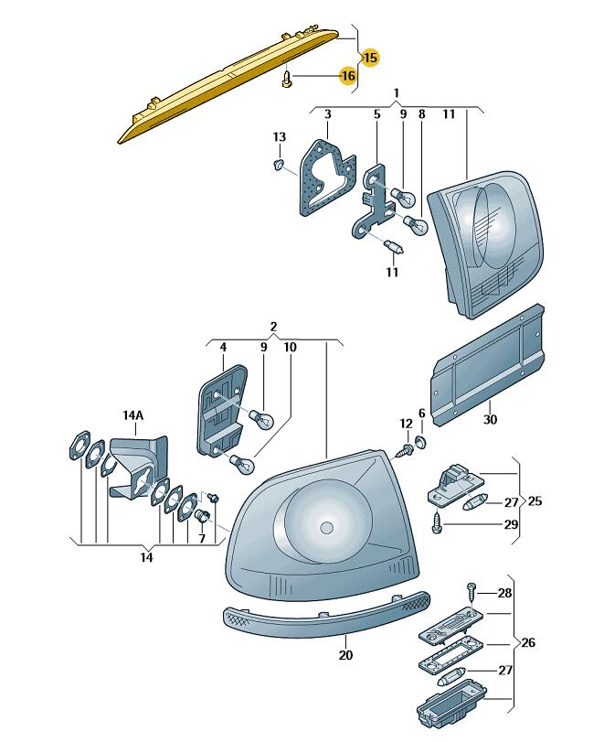 Podgląd obrazka: Trzecie światło hamowania z dyszą natrys (nr katalogowy: 7L6945097C)